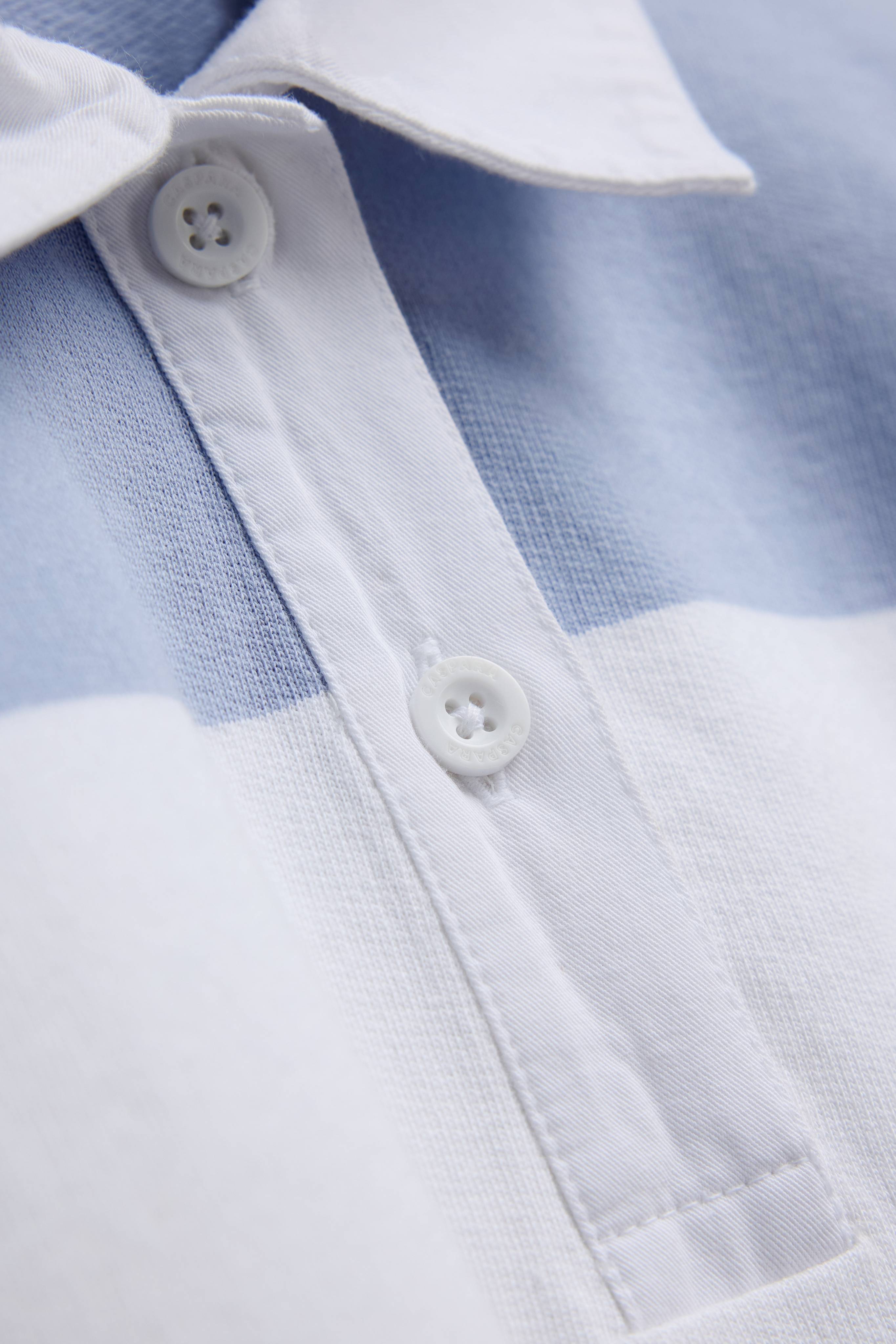W. Cotton Rugby Shirt - Stripes White/Vintage Blue